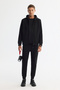 Men's Black Hooded Interlock Fabric Zippered Basic Regular Fit Sweatshirt B001102 - 5