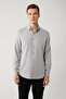 Men's Gray Bottomed Britli Collar Easy-Iron Slim Fit Shirt A41Y2043