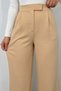 Women's High Waist Velcro Closure Elastic Waist Zipper Pocket Lycra Beige Palazzo Trousers - 3