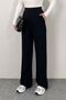 Women's High Waist Velcro Closure Elastic Waist Zipper Pocket Lycra Black Palazzo Trousers - 2
