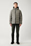 Men's Gray Puffer Jacket Goose Feather Water Repellent Windproof with Thermometer Detachable Hood Comfort - 7