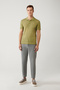 Men's Khaki 3 Button Polo Neck Knitwear Regular Fit T-Shirt A41Y5067 - 5