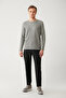 Men's Gray Crew Neck Cotton Textured Knitwear Sweater A32Y5133 - 6