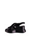 Women's Black Patent Leather Wedge Heeled Sandals - 4