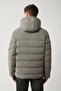 Men's Gray Puffer Jacket Goose Feather Water Repellent Windproof with Thermometer Detachable Hood Comfort - 4