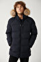 Men's Navy Blue Puffer Jacket Goose Feather Water Repellent and Windproof Dislocation Hood and Fur Collar Comfort - 2