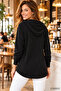 Women's Long Sleeve Hooded Front Buttoned and Lace-Up Waffle Blouse - 2