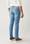 Men's Blue Vintage Washed Flexible Cotton Berlin Slim Fit Jean Trousers A41Y3506 - 6