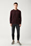 Men's Burgundy Double Collared Textured Knitwear Sweater A32Y5100 - 6