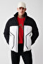 Men's Black-white Coat Feather Water Repellent Windproof Hidden Hood Stand Collar Printed Comfort Fit - 2