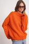 6701 Women's Soft Textured Crew Neck Oversize Knitwear Sweater Orange - 2