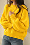 6701 Women's Soft Textured Crew Neck Oversize Knitwear Sweater Yellow