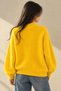 6701 Women's Soft Textured Crew Neck Oversize Knitwear Sweater Yellow - 2