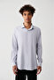 Men's Gray Classic Collar Striped Travel Shirt A32Y2108 - 3