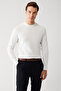 Men's Ecru Crew Neck Rayon Knitwear Sweater A32Y5006
