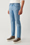 Men's Blue Vintage Washed Flexible Cotton Berlin Slim Fit Jean Trousers A41Y3506 - 4
