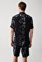 Men's Black Viscose Printed Short Sleeve Shirt A31Y2200 - 4