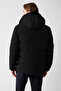 Men's Black Water Repellent Windproof Inflatable Coat with Removable Hood and Fur Collar A32Y6011 - 5