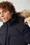 Men's Navy Blue Puffer Jacket Goose Feather Water Repellent and Windproof Dislocation Hood and Fur Collar Comfort - 3