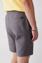 Men's Anthracite 100% Cotton Side Pocket Elastic Waist Linen Textured Relaxed Fit Shorts E003603 - 7