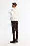 Men's Ecru Zippered Stand Collar Rayon Non-Pilling Regular Fit Knitwear Sweater A42Y5005 - 5