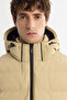 Men's Beige Hooded Goose down Water Repellent Windproof Comfort Fit Coat with Thermometer A42Y6157 - 2