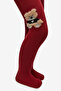 Girl's Pretty Teddy Bear Burgundy Pantyhose - 5
