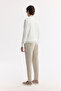 Men's Ecru Crew Neck Textured Rayon Non-Pilling Regular Fit Knitwear Sweater A51Y5022 - 4
