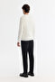 Men's Ecru Crew Neck Jacquard Rayon Non-Pilling Regular Fit Knitwear Sweater A42Y5072 - 6