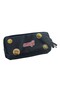 RECTANGULAR 3 ZIPPER PEN CASE BLACK SCHOOL EMOJI - 2