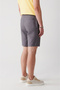 Men's Anthracite 100% Cotton Side Pocket Elastic Waist Linen Textured Relaxed Fit Shorts E003603 - 5