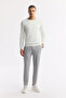 Men's Ecru Crew Neck Textured Rayon Non-Pilling Regular Fit Knitwear Sweater A51Y5156 - 6