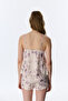 Pastel Beige Petal Satin Floral Athlete Pajama Top - 2