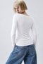 Women's V-Neck Long Sleeve Blouse Vesper Ecru – Slim Fit, Fine Texture, Stretchy Cashmere Blend - 3