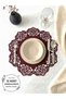 Burgundy Suede Fabric Round Placemat American Service Set 12 Pieces 35X35Cm