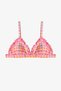 Girl's Pink Vicky Triangle Gingham Patterned Bikini Set - 3