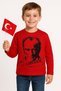 Unisex Children's Ataturk Printed Long Sleeve T-Shirt 9032 Black-Red