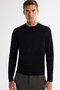 Men's Black High Crew Neck Rayon Non-Pilling Regular Fit Knitwear Sweater A42Y5001 - 4