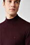 Men's Burgundy Half Turtleneck Wool Blended Knitwear Sweater B 005015 - 2