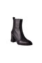 2630 Genuine Leather and Suede Women's Zippered Heeled Boots Black - 2