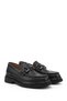 Men's Black Genuine Leather Loafer Shoes - 3