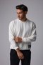 Men's Oversize Sweatshirt with Label Detail Ecru - 4