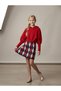 Girl's Bat Sleeve Knitwear Sweater Argyle Patterned Skirt Set of 2 - 3