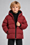 Boy's Burgundy Fleece Lined Fur Hooded Waterproof Wind Resistant Inflatable Winter Coat - 3