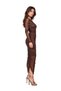 Vs-1088 Kesia Brown One Shoulder One Sleeve Draped Slit Maxi Dress - 2