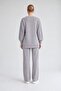 Plush Detailed Cashmere Double Set Gray - 3