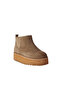 Women's Genuine Suede Leather High Padded Sole Fur Lined Boots Mink Laceless Round Toe - 2