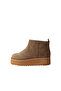 Women's Genuine Suede Leather High Padded Sole Fur Lined Boots Mink Laceless Round Toe - 4