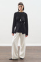 Black Blouse with Tie-Up Detail at the Waist - 2
