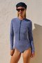 Square Patterned Swimmer Suit Swimwear Blue Checked - 2